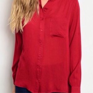 Tops - Red Lace Back Blouse Tops - Red Lace Back Blouse